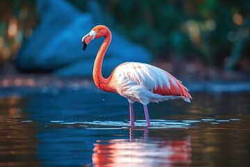 Flamingo standing in the water, natural scene (Ai generated)
