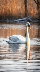 Swan on the lake, sunset (Ai generated)