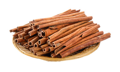 Cinnamon in basket on transparent png