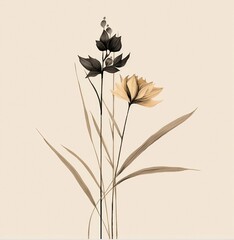 hand drawn flower art wall 