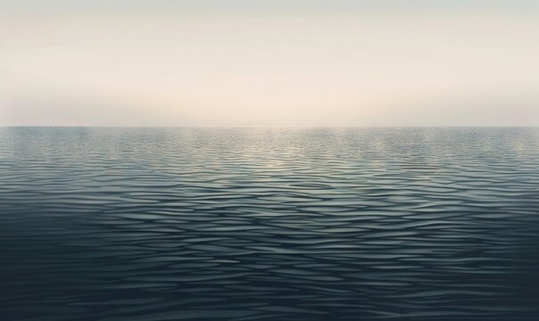  a painting of a body of water with a sky in the background and the sun reflecting off the water's surface in the distance.  generative ai
