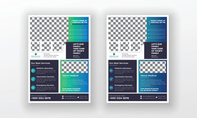 Geometrical medical healthcare flyer poster template design with gradient