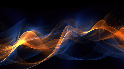 Abstract background with bright blue and orange lights