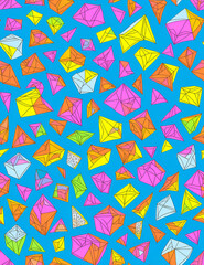 Colorful Geometric Shapes Doodle Seamless Patterns