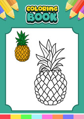 coloring book for kids pineapple