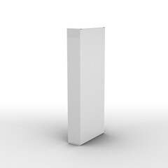 Long vertical narrow box, packaging template without design cover for product promoting . On transparent background