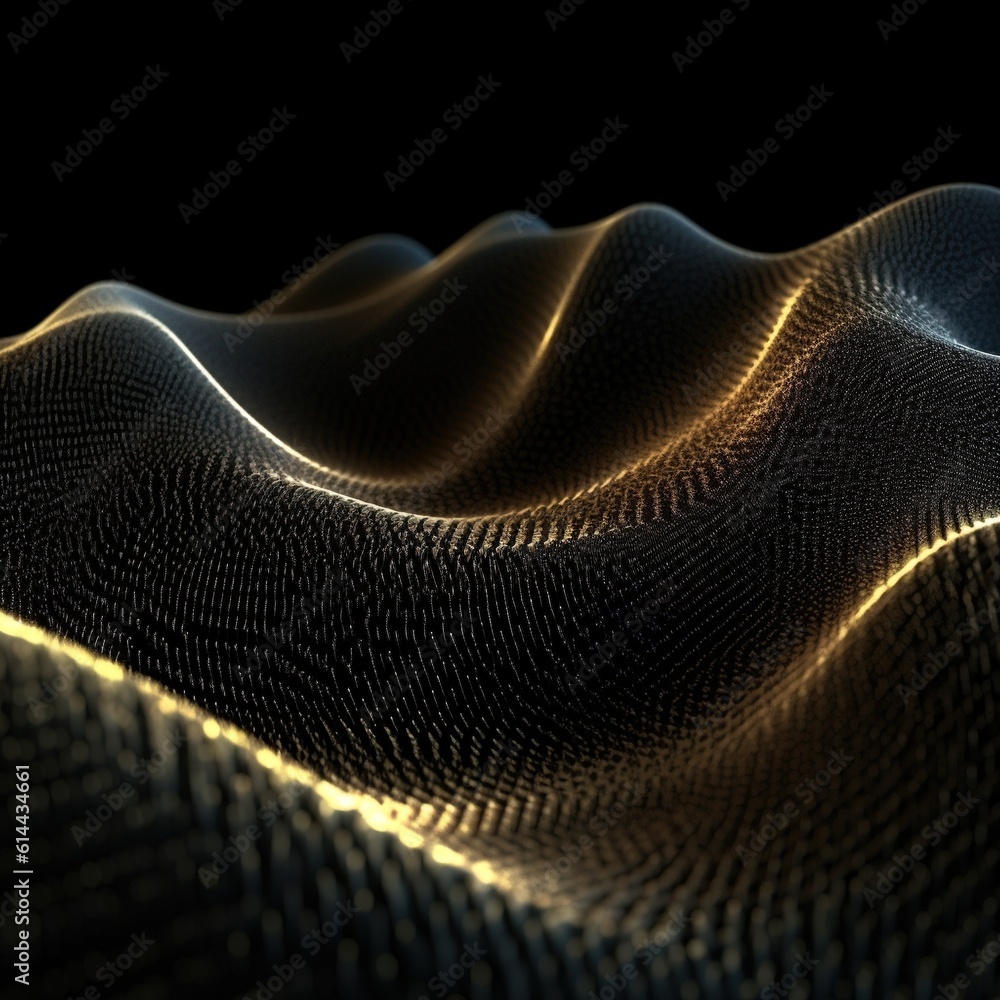 Wall mural abstract digital wave with particles on dark background.generative ai