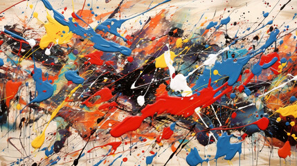 Naklejka premium Abstract energetic, expressive splashes and drips of paint