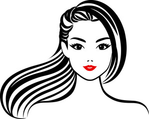 Woman face and hair style vector silhouette. Female beauty profile. Illustration.