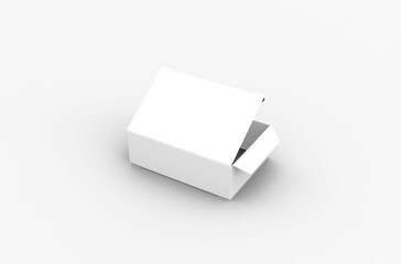 Small opened paper push pins box packaging mockup without design cover for brand advertising on clean background.