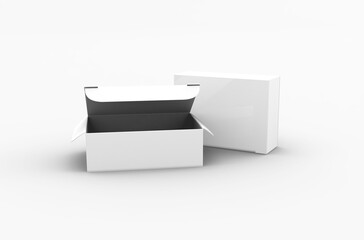 Small opened paper push pins box packaging mockup without design cover for brand advertising on clean background.