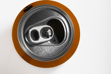 Metal can with water drops