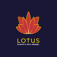 Blossom lily lotus symbol on dark background. Flower beauty template logo modern design. Vector illustration