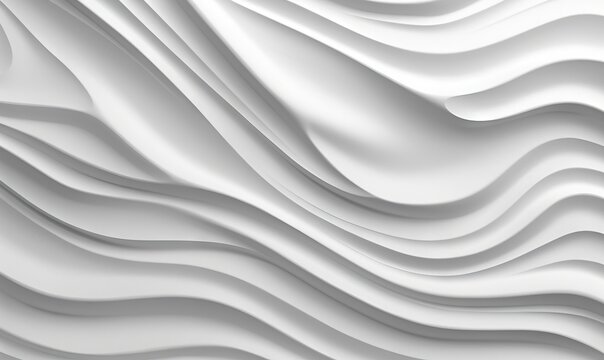  an abstract white background with wavy lines and curves in the form of a wave or a wave of liquid or liquid, with a smooth surface that creates a.  generative ai