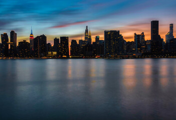 Manhattan skyline at sunset