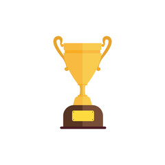 Trophy flat design vector illustration. Champions cup for first place. Prize to the winner. Best champions cup trophy vector design. winner trophy award.