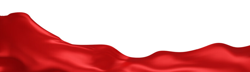 Red silk textile fabric flag background with copy space. Smooth elegant red Satin for grand opening ceremony. Red curtain. 3d vector illustration.