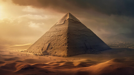 Fototapeta na wymiar EGYPTIAN PYRAMID AS A DIGITAL ILLUSTRATION. GENERATIVE AI.