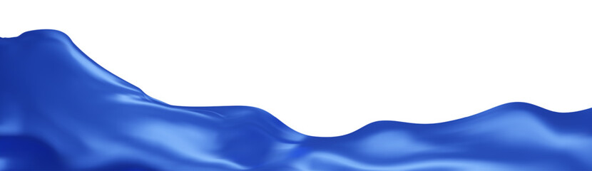 Blue silk textile fabric flag background with copy space. Smooth elegant blue Satin for grand opening ceremony. Blue curtain. 3d vector illustration.