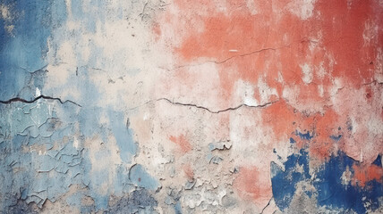 Obraz premium Tonal painted concrete wall with light red and dark blue backdrop