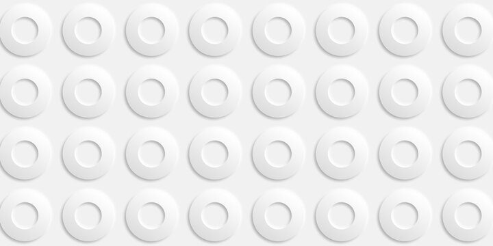 Neomorph white background with convex circles for graphic design with technological theme. Can be used for covers, banners, presentations, UI design
