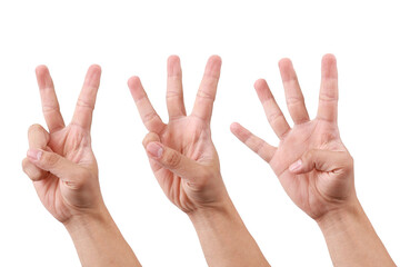 Male hand raising a finger 2 3 4