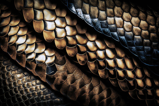 Snake skin texture background. Snake skin close up. Generative AI.
