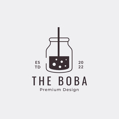 boba drink trendy business modern drink bubble tea cafe menu logo design vector graphic illustration