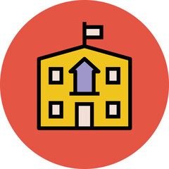 Pencil and scale, flat rounded icon of stationery 