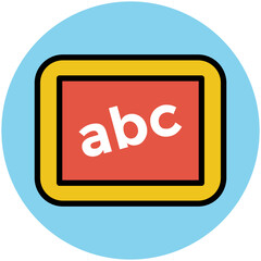 Pencil and scale, flat rounded icon of stationery 