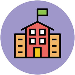 Learning institute, icon of school in flat style 