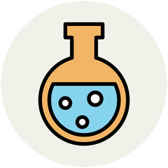 Pencil and scale, flat rounded icon of stationery 