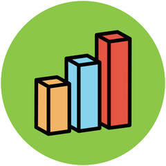 A circular flat icon of blocks 