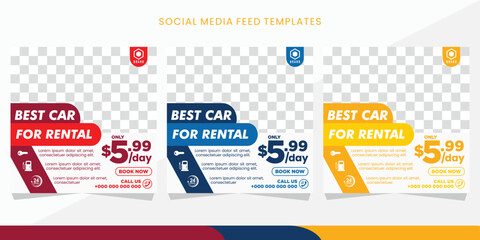 Vector a feed of social media car rent templates