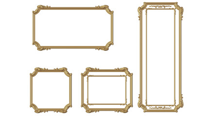 antique gold picture frame PNG cut out and clear background