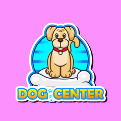 Cute dog logo with dog center concept