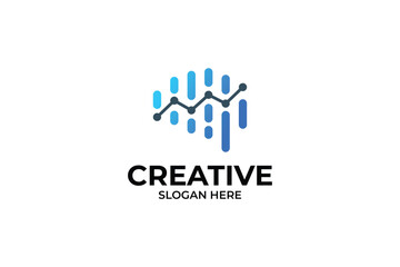 Creative brain and growth data finance logo design template 