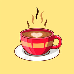 Free vector coffee with love foam. Cute coffee cartoon with pretty cup.