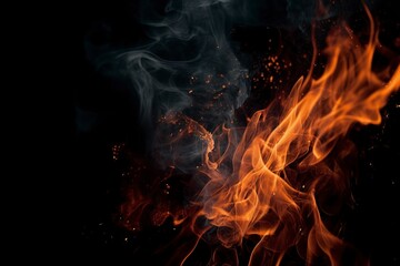 Fire on a black background