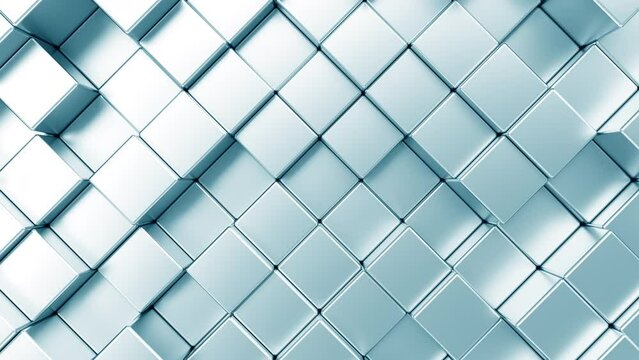 White 3d render abstract background. Bright and clean style box mosaic animated pattern. Simple geometric video footage for creative broadcast concept. Seamless loop.