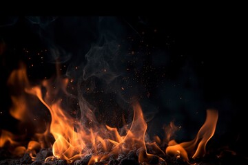 Fire on a black background