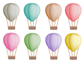 Set of colorful pastel balloons png file