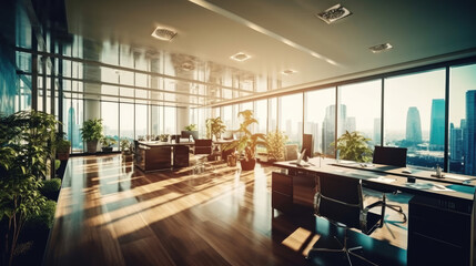 Modern office background amazing view in morning
