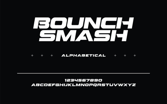 Bounch Smash Modern abstract alphabet font. typography Creative fashion futuristic font and with numbers. vector illustration