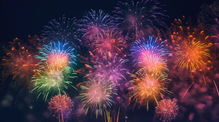 Colorful firework at night