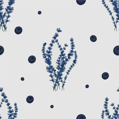Blue Pattern with blue tall watercolor flowers for backgrounds, wallpapers, posters, business cards, clothes, bags, fabrics
