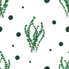 Pattern with green tall watercolor flowers for backgrounds, wallpapers, posters, business cards, clothes, bags, fabrics