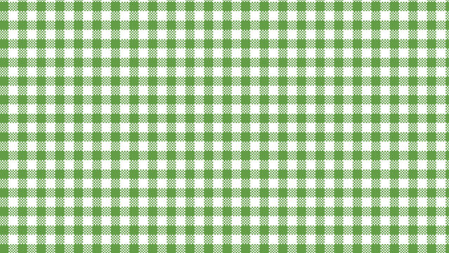 Green gingham tablecloth. Red fabric pattern texture - vector textile background. Kitchen table cloth