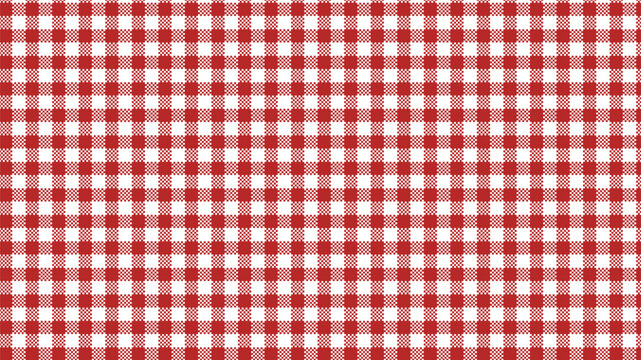 Red gingham tablecloth. Red fabric pattern texture - vector textile background. Kitchen table cloth