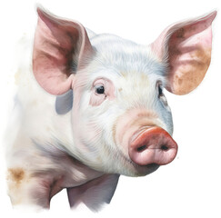 Pig watercolor transparent background